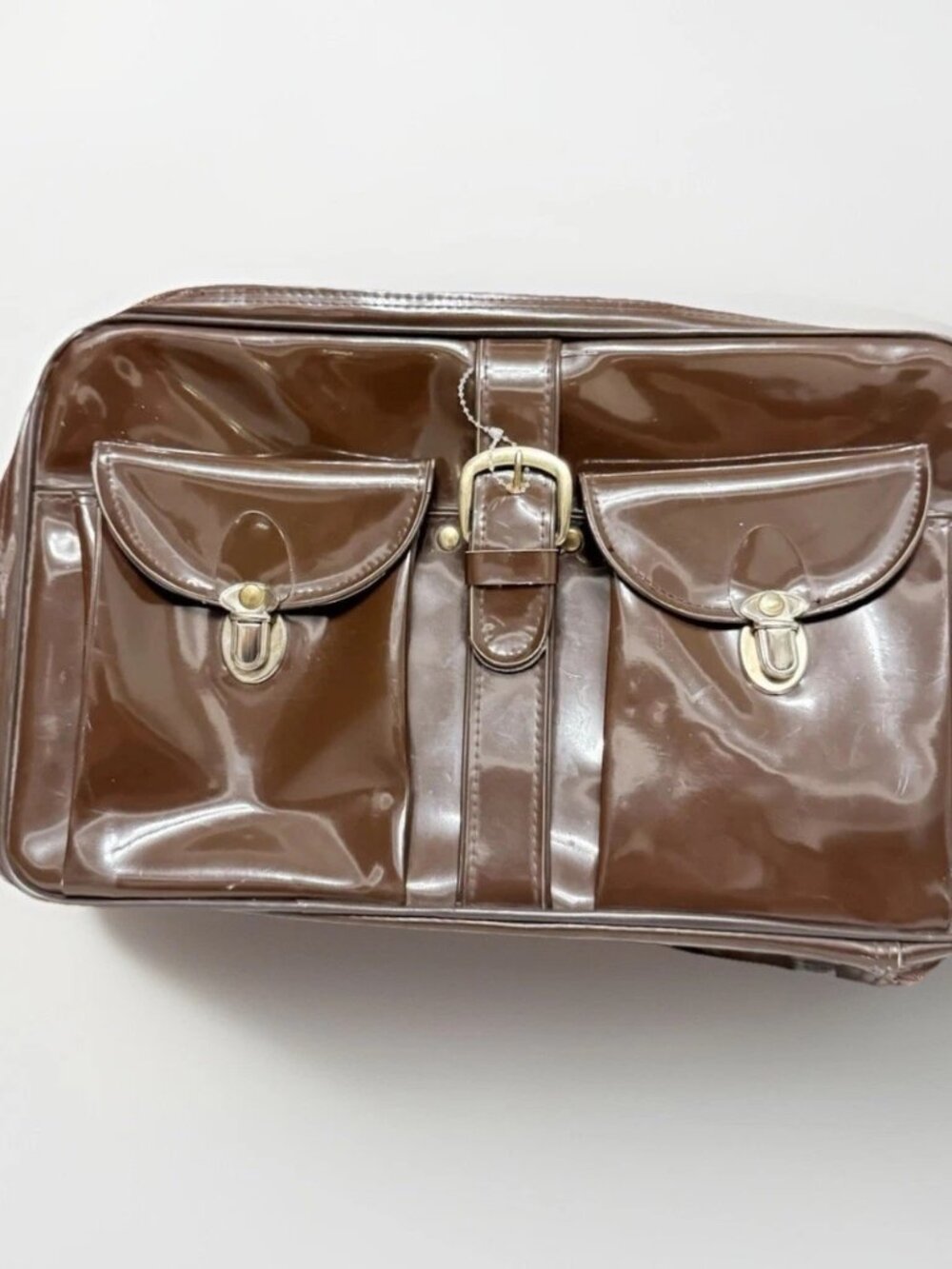 Holiday Fair 1968 Vinyl Travel Case Brown Japan 17 in Train Case